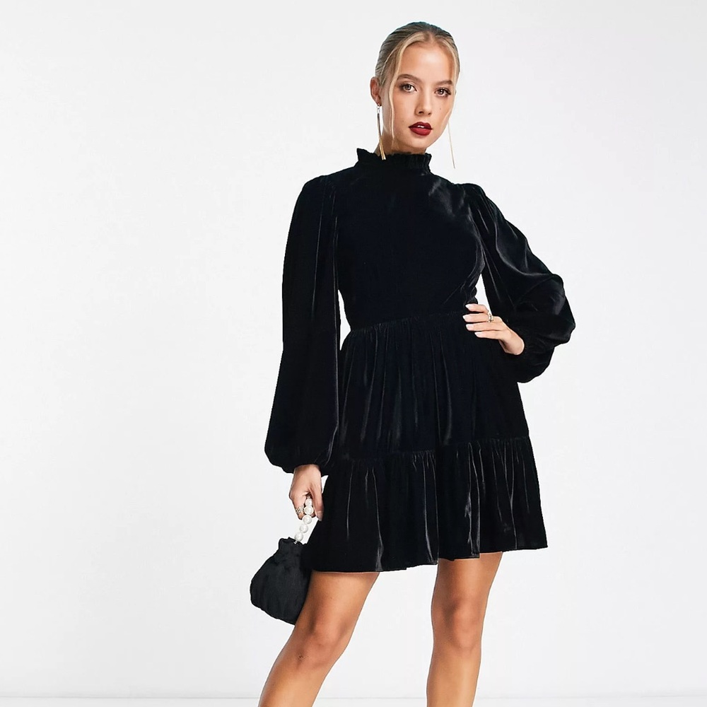 ASOS DESIGN velvet mini smock dress